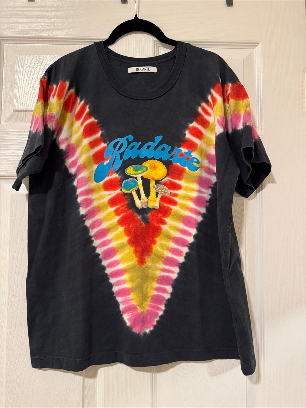 Rodarte Women's Black Tie-Dye Mushroom Tee - Rocker Tie-Dye Size XS (oversized)